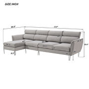 Gray flannel convertible sectional l-shape sofa with left/right handed chaise by La Spezia additional picture 14