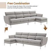 Gray flannel convertible sectional l-shape sofa with left/right handed chaise by La Spezia additional picture 8