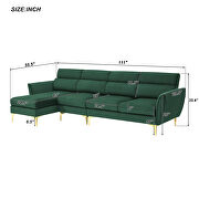 Green flannel convertible sectional l-shape sofa with left/right handed chaise by La Spezia additional picture 16