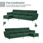 Green flannel convertible sectional l-shape sofa with left/right handed chaise by La Spezia additional picture 6
