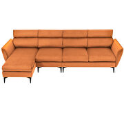 Orange flannel convertible sectional l-shape sofa with left/right handed chaise by La Spezia additional picture 4
