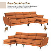 Orange flannel convertible sectional l-shape sofa with left/right handed chaise by La Spezia additional picture 9