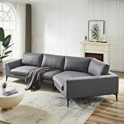 Gray leathaire fabric modern english arm corner sofa with metal legs by La Spezia additional picture 3