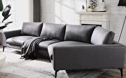 Gray leathaire fabric modern english arm corner sofa with metal legs by La Spezia additional picture 8
