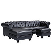 Black pu leather chesterfield sectional sofa set with storage ottoman by La Spezia additional picture 11