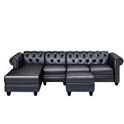 Black pu leather chesterfield sectional sofa set with storage ottoman by La Spezia additional picture 13