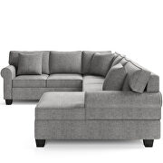 3 pcs chenille sectional sofa upholstered rolled arm classic chesterfield by La Spezia additional picture 12