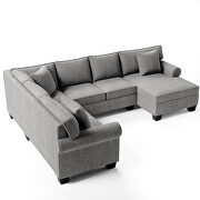 3 pcs chenille sectional sofa upholstered rolled arm classic chesterfield by La Spezia additional picture 13