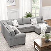 3 pcs chenille sectional sofa upholstered rolled arm classic chesterfield by La Spezia additional picture 15