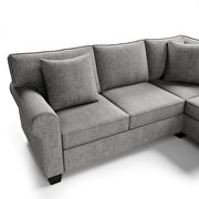 3 pcs chenille sectional sofa upholstered rolled arm classic chesterfield additional photo 4 of 17
