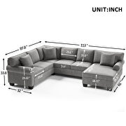 3 pcs chenille sectional sofa upholstered rolled arm classic chesterfield by La Spezia additional picture 7