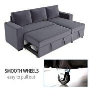 Gray reversible pull out sleeper sectional storage sofa bed additional photo 2 of 14