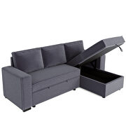 Gray reversible pull out sleeper sectional storage sofa bed by La Spezia additional picture 14