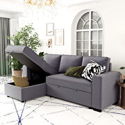 Gray reversible pull out sleeper sectional storage sofa bed additional photo 5 of 14