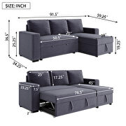 Gray reversible pull out sleeper sectional storage sofa bed by La Spezia additional picture 6