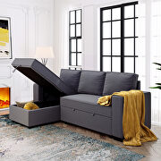 Gray reversible pull out sleeper sectional storage sofa bed by La Spezia additional picture 10