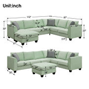 Green fabric 7-seats l-shape modular sectional sofa with ottoman by La Spezia additional picture 2