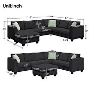 Black fabric 7-seats l-shape modular sectional sofa with ottoman by La Spezia additional picture 13