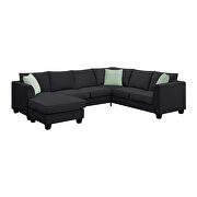 Black fabric 7-seats l-shape modular sectional sofa with ottoman by La Spezia additional picture 5
