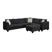 Black fabric 7-seats l-shape modular sectional sofa with ottoman by La Spezia additional picture 6