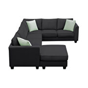 Black fabric 7-seats l-shape modular sectional sofa with ottoman by La Spezia additional picture 7