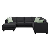 Black fabric 7-seats l-shape modular sectional sofa with ottoman by La Spezia additional picture 9