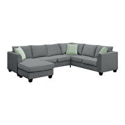 Gray fabric 7-seats l-shape modular sectional sofa with ottoman by La Spezia additional picture 12