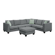 Gray fabric 7-seats l-shape modular sectional sofa with ottoman by La Spezia additional picture 13