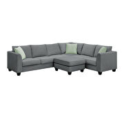 Gray fabric 7-seats l-shape modular sectional sofa with ottoman by La Spezia additional picture 7