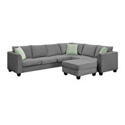 Gray fabric 7-seats l-shape modular sectional sofa with ottoman by La Spezia additional picture 10