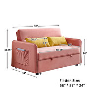 Pink compact soft velvet sofa bed pull-out sleeper 2 seater functional bed additional photo 3 of 16