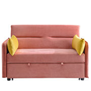 Pink compact soft velvet sofa bed pull-out sleeper 2 seater functional bed additional photo 4 of 16