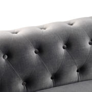 Dark gray tufted velvet upholstered rolled arm classic chesterfield sectional low back sofa by La Spezia additional picture 9