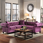 Purple tufted velvet upholstered rolled arm classic chesterfield sectional low back sofa by La Spezia additional picture 2