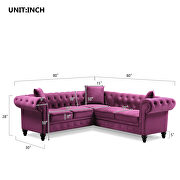 Purple tufted velvet upholstered rolled arm classic chesterfield sectional low back sofa by La Spezia additional picture 12