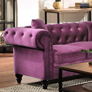 Purple tufted velvet upholstered rolled arm classic chesterfield sectional low back sofa by La Spezia additional picture 14