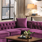 Purple tufted velvet upholstered rolled arm classic chesterfield sectional low back sofa by La Spezia additional picture 16