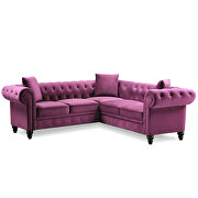 Purple tufted velvet upholstered rolled arm classic chesterfield sectional low back sofa by La Spezia additional picture 3
