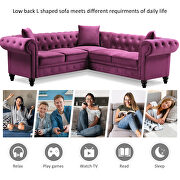 Purple tufted velvet upholstered rolled arm classic chesterfield sectional low back sofa by La Spezia additional picture 5