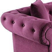 Purple tufted velvet upholstered rolled arm classic chesterfield sectional low back sofa by La Spezia additional picture 8