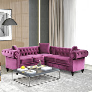 Purple tufted velvet upholstered rolled arm classic chesterfield sectional low back sofa by La Spezia additional picture 10