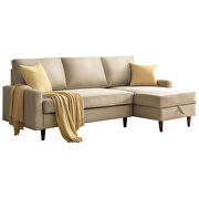 Beige fabric pull out sleeper sectional storage sofa bed with storage by La Spezia additional picture 11
