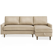 Beige fabric pull out sleeper sectional storage sofa bed with storage by La Spezia additional picture 3