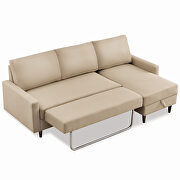 Beige fabric pull out sleeper sectional storage sofa bed with storage by La Spezia additional picture 4