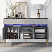 Modern dresser with led lights and marble top in gray by La Spezia additional picture 15