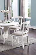 White finish classic design 5pc set round dining table and 4 side chairs with cushion fabric upholstery seat by La Spezia additional picture 2