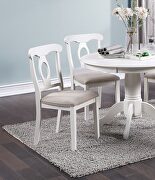 White finish classic design 5pc set round dining table and 4 side chairs with cushion fabric upholstery seat by La Spezia additional picture 5