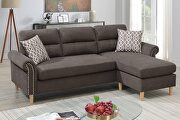 Tan color polyfiber reversible sectional sofa by La Spezia additional picture 6