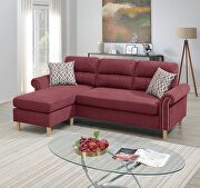 Paprika red color polyfiber reversible sectional sofa by La Spezia additional picture 6