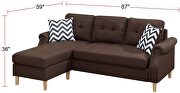Dark coffee polyfiber sectional sofa with reversible chaise by La Spezia additional picture 3